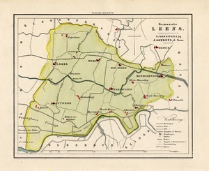 ANTIQUE MAP-HOLLAND-TOWN PLAN-LEENS-GRONINGEN-OOMKENS-1862 - Picture 1 of 1