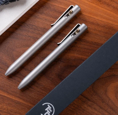 Tactile Turn Switch Pen – Stonewashed  Titanium - Standard or Short -Made in USA - Image 1 of 4