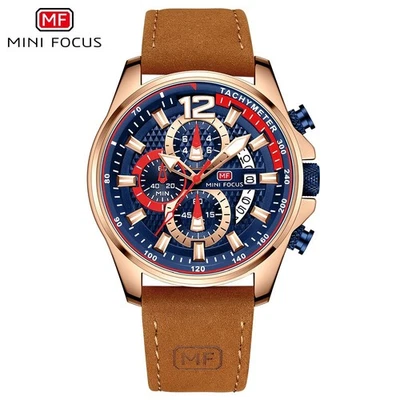 Reloj de negocios cronógrafo multifunción esfera grande de cuero para hombre MINI FOCUS regalo Foto 1 de 4