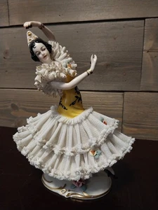 Frankenthal Wessel Porcelain Spanish Dancer With Lace Dress Made In Germany - Picture 1 of 15
