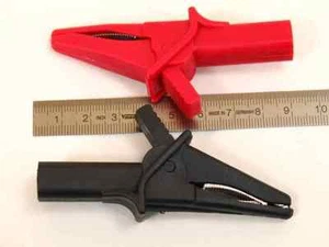 1 Paar Krokodilklemmen f. Sicherheits- Bananenstecker Vollisoliert CATII, 1000V - Bild 1 von 3