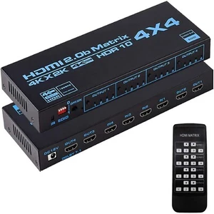 HDMI Matrix Switch 4x4, 4 In 4 Out 4K with EDID Extractor IR Remote Control A - Picture 1 of 14