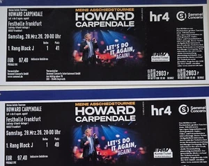 2 Tickets HOWARD CARPENDALE ABSCHIEDSTOURNEE 2026 28.03.2026 Frankfurt - Bild 1 von 1