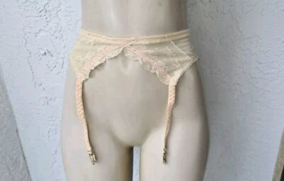 Винтажный Kayser подвеска ремень 1960-х слоновой кости розовый нейлон чулки подвязки зажим женщины SM - Изображение 1 из 4