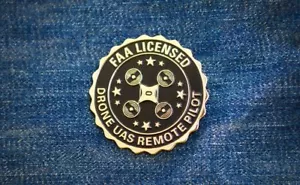 GOLD Color Large Drone Accessories Badge Pin - FAA Licensed UAS Remote Pilot Pin - Picture 1 of 4