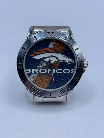 DENVER BRONCOS NFL Team Logo Stainless Steel Link Silver Watch NEW Cover