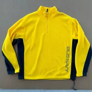 Vintage Old Navy 1/4 Zip Fleece Jacket Red Sweatshirt Spellout XL Y2K Pullover - Picture 1 of 20
