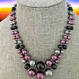 Double Strand Multicolor 12 inch Beaded Necklace - Picture 1 of 6