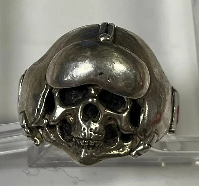 Anillo piloto calavera de plata esterlina con anillo de motociclista estrella roja talla 12 3/4 16,4 gramos Foto 1 de 4