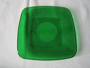 Vintage 1950's Fire King Anchor Hocking Charm Forest Green Square Salad Plate - Picture 1 of 2
