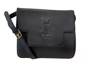 *Rare* Yves Saint Laurent Shoulder Bag Purse Leather Black vintage YSL Authentic - Picture 1 of 23