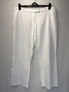 Marks & Spencer Women's Trousers UK 20 White Waist 40" Leg 27" 100% Linen - Picture 1 of 23
