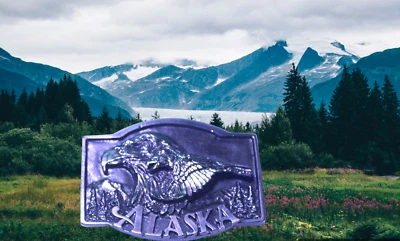 Alaska American Bald Eagle Patriotic Vintage Belt Buckle 1988 - Image 1 of 4