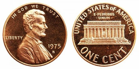 1975 S LINCOLN CENT GEM DCAM PROOF from PROOF Set Cover
