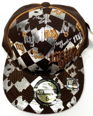 Gorra de béisbol KB Ethos New York NY ajustada dorada marrón/plateada talla pequeña nueva con etiquetas Foto 1 de 4