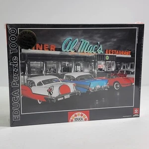 Dinner at Al Mac's Drive Diner 50's Restaurant Classic Cars Educa Jigsaw Puzzle - Picture 1 of 4