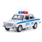 1:24 Rosyjski LADA 2106 Samochód policyjny Odlewany ciśnieniowo Model Światła dźwiękowe Zabawka Kolekcja