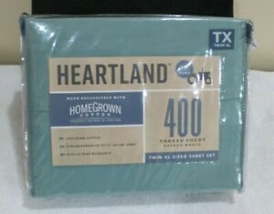Heartland Twin XL Sheet Set 400 Thread Count Flat, Fitted & Pillowcase College 