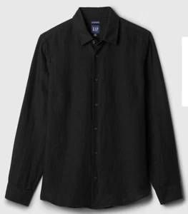 GAP Mens 100% Linen Shirt - Size Large - Black - Picture 1 of 2