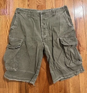 Pantalones cortos de carga de colección Abercrombie Fitch excedentes pesados verde con botones mosca talla 34 - Imagen 1 de 12