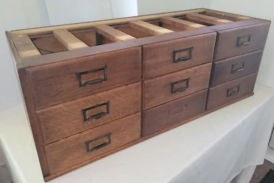 Oak Apothecary Multi Drawer Cabinet File Rockwell Rupel 39"x15" c 1900 Original - Image 1 of 4