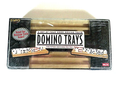 Juego de 4 bandejas de dominó de madera maciza ideales selladas nuevas Foto 1 de 2