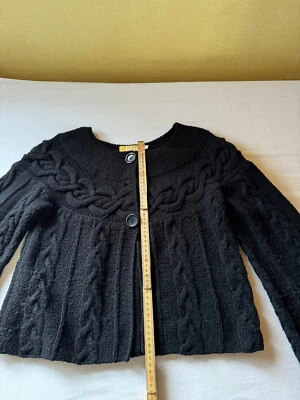Biba schwarze Strickjacke mit Zopfmuster Gr. 36 - 38 - Bild 1 von 4