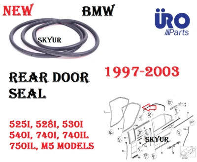 Rear Door Weatherstrip Seal For 97-03 E39 E38 BMW 525 528 530 540 740 750 M5 NEW - Image 1 of 4