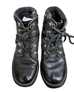 Harley Davidson Women Sz 7 Black Leather Express Lane Motorcycle Boots Ankle Zip - Picture 1 of 11