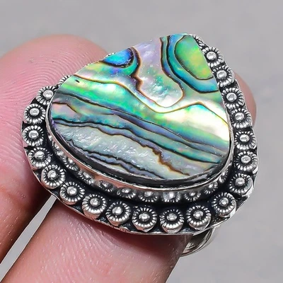 Anillo Joyería Ajustable Étnico Moda Hecho a Mano Piedras Preciosas Concha de Abulón SR 2540 Foto 1 de 4