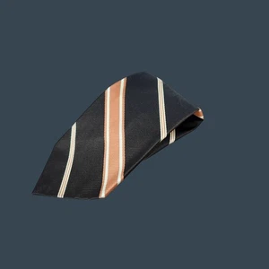 Lanvin Mens Striped Black & Orange Tie 55.75" x 3.75" Polyester - Picture 1 of 6