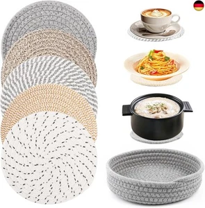 5 Stück Topfuntersetzer Set 20 cm Rund Untersetzer Topf aus Baumwolle, - Bild 1 von 7
