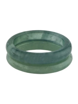 Juego de anillos de banda apilable de jadeíta tamaño 6,5 anillos de piedras preciosas verdes naturales Foto 1 de 4