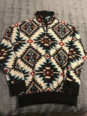 Camisa feminina Western Wits pequena pull over botão lã asteca sudoeste ocidental - Imagem 1 de 3