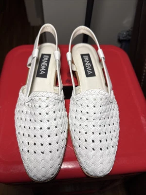 Ipanema White Woven Closed Toes Sling Back With Block Heel 8.5 B49 Foto 1 de 4