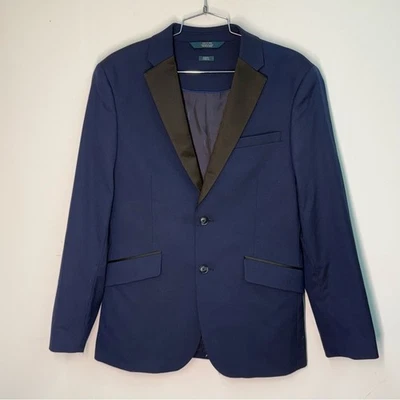 Chaqueta Esmoquin Perry Ellis Azul Medianoche con Borde Negro Sedoso Talla 38 Corta Foto 1 de 4