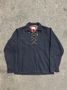 Camisa De Colección Años 60 70 Piel Cruda Lacer Por Campus Scrubdenim M 15-15.5 EE. UU. Azul Marino - Imagen 1 de 8