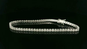 9ct White Gold & 4.2ct Diamond Tennis Bracelet - 19cm Long - Picture 1 of 13