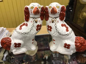 Arthur Wood Staffordshire SPANIEL DOG FIGURINES 11.5 inch. Wally Mantle Dogs. - Picture 1 of 1