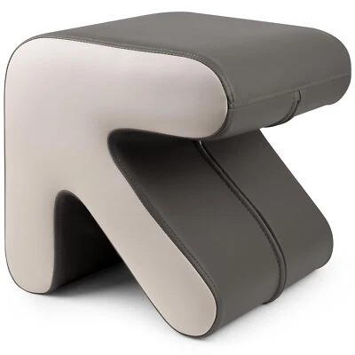 Napa Leather Creative Shape Ottoman Foot Rest Foot Stool Gray White For Home - Image 1 of 4