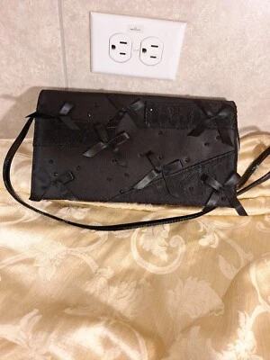 Neiman Marcus Black Shoulder Clutch with Bows - Image 1 of 4