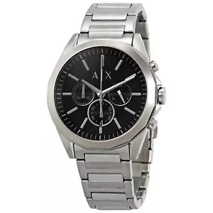 Armani Exchange Men's Silver Tone Stainless Black Dial Chronograph Watch AX2600 - Picture 1 of 4