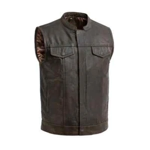 Sharpshooter Men's Motorcycle Leather Vest FIM689CDT Size 2XL - Picture 1 of 5
