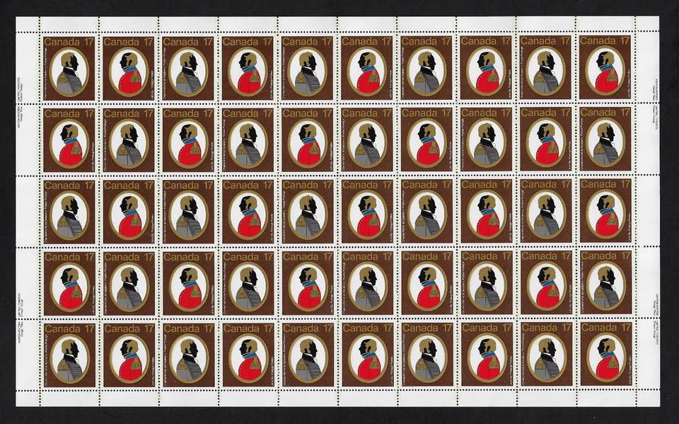 Canada Stamps — Full Pane of 50 — 1979, Canadian Colonels #819-820 MNH - Image 1 of 1