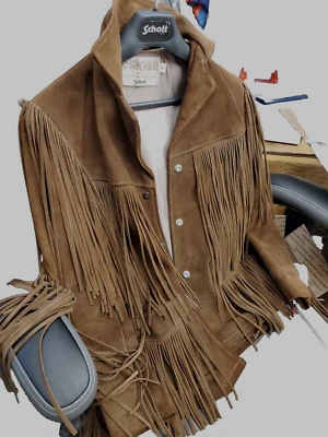 Chaqueta de gamuza de cuero sublime vintage Schott RANCHER con talla 12 flecos hecha en EE. UU. Foto 1 de 4