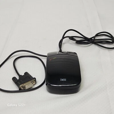 Vintage IMSI IOWCM-290F Black 3-Button Compact Ergonomic Serial Ball Mouse Retro - Image 1 of 4