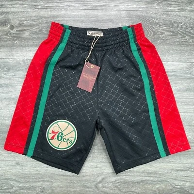 Philadelphia 76ers Shorts Mens Small Black Quilted Mitchell Ness Swingman Sixers - Image 1 of 4