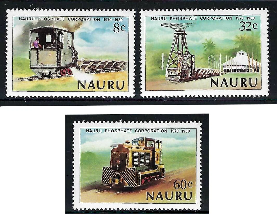 Nauru - 1980 3v. MNH  10 Years Phosphate Company Trains Machinery - Image 1 of 1