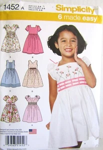 Simplicity 1452 Ragazze -6 Abiti facili da cucire motivo taglia 3-8 - Foto 1 di 4