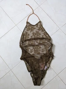 Savage X Fenty Rihanna Neckholder Bronze Spitze Sexy Dessous Body Gr. L Neu mit Etikett - Bild 1 von 13